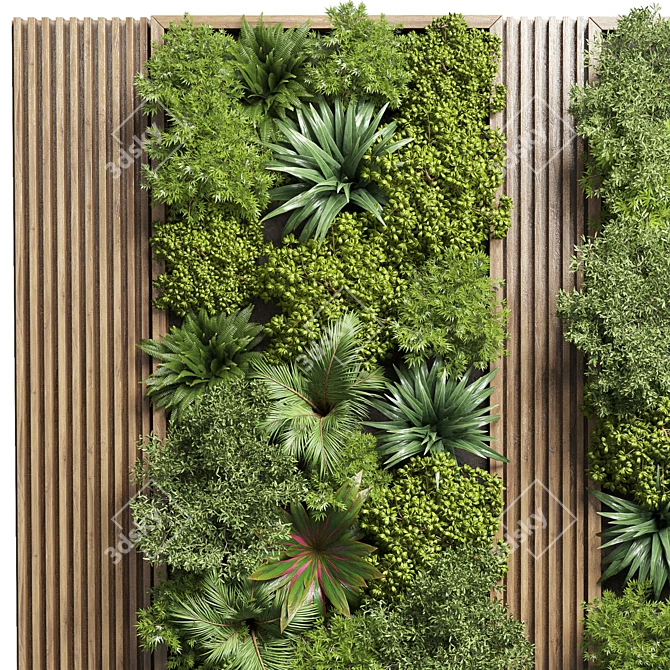 Vertical Garden Wood Frame Wall Decor 3D model image 2