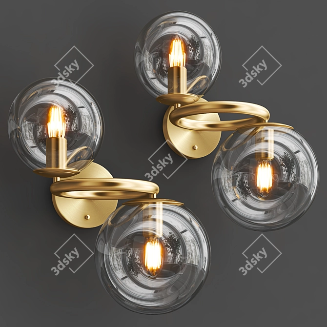 POLDI AMBER WALL - Elegant Metal & Glass Light 3D model image 2