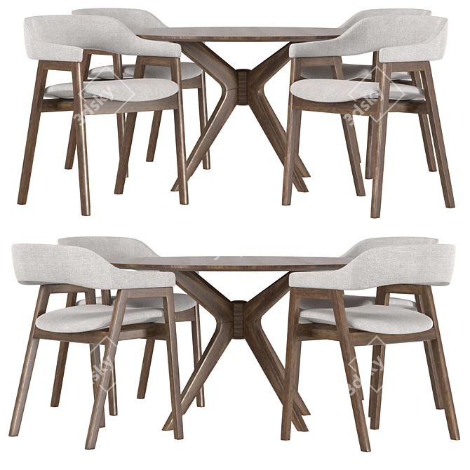 Sleek Dining Set: Savis Chair & Conan Round Table 3D model image 1