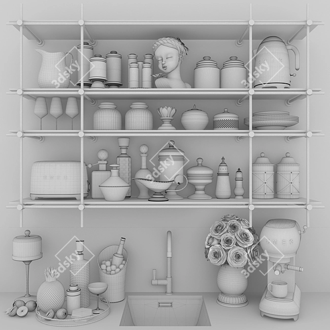 Versatile Kitchen Set: High-Quality, Compatible & Stylish 3D model image 4
