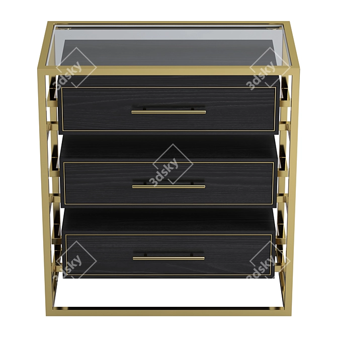 Elegant Black and Gold Bedside Table 3D model image 3