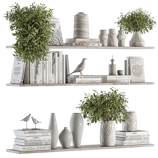 Elegant Shelf Decor Set 3D model image 1