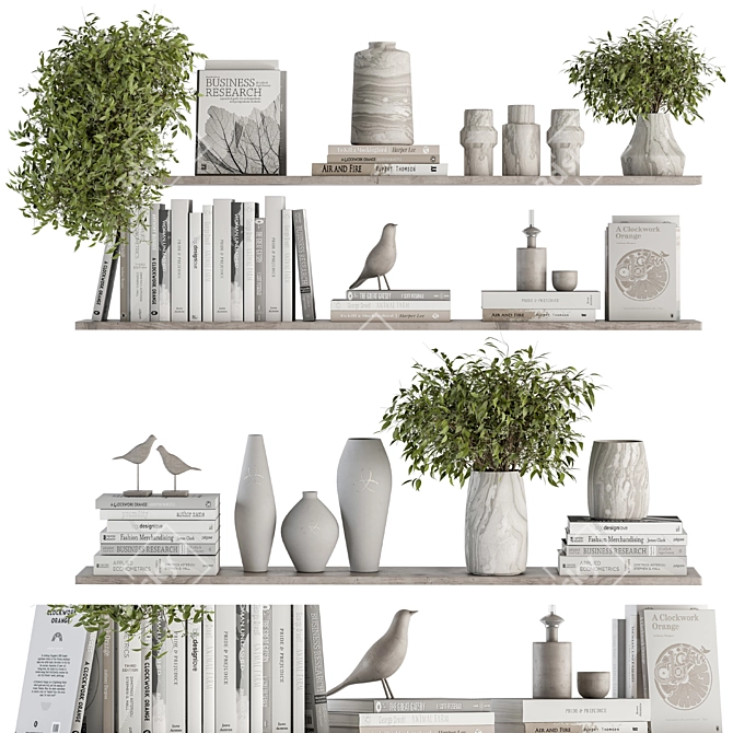 Elegant Shelf Decor Set 3D model image 2