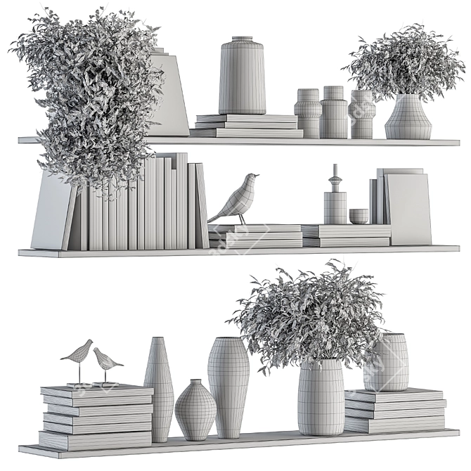 Elegant Shelf Decor Set 3D model image 6