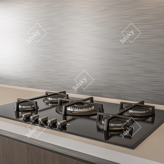 Modern Metal Wood Kitchen Cabinet 3D model image 2