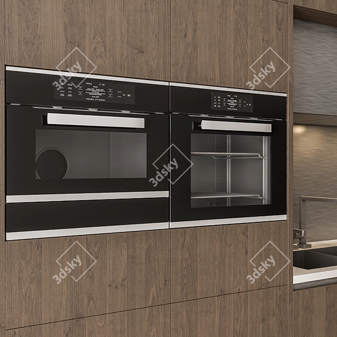 Modern Metal Wood Kitchen Cabinet 3D model image 4