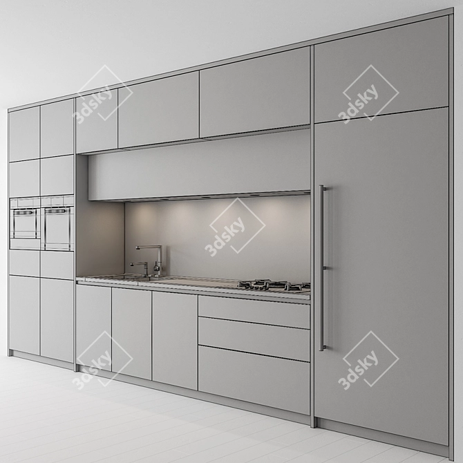 Modern Metal Wood Kitchen Cabinet 3D model image 5