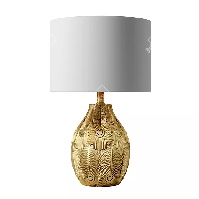 Golden Peacock Feather Table Lamp 3D model image 1