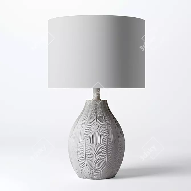 Golden Peacock Feather Table Lamp 3D model image 2