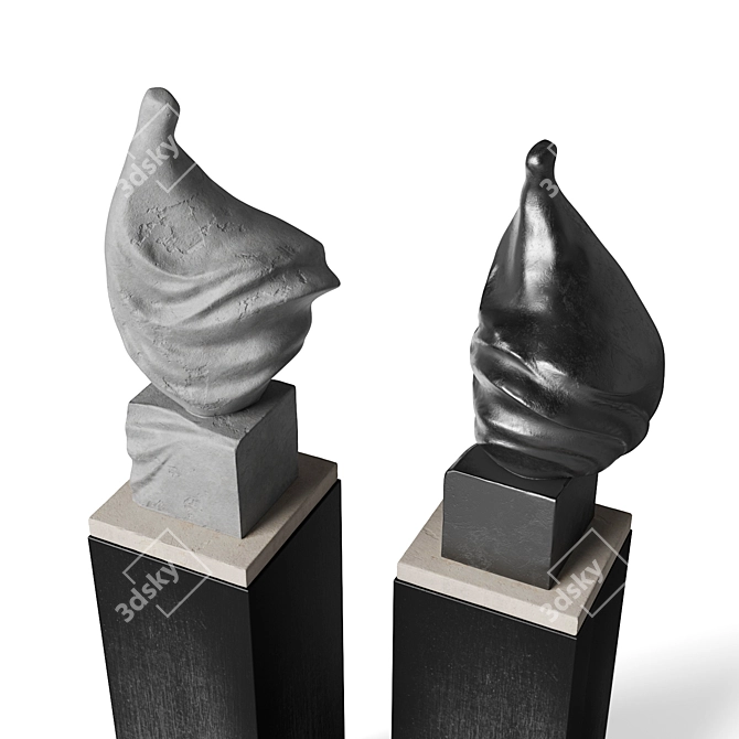 Elegant Serenity: Concrete Dress Figure Sculpture 3D model image 3