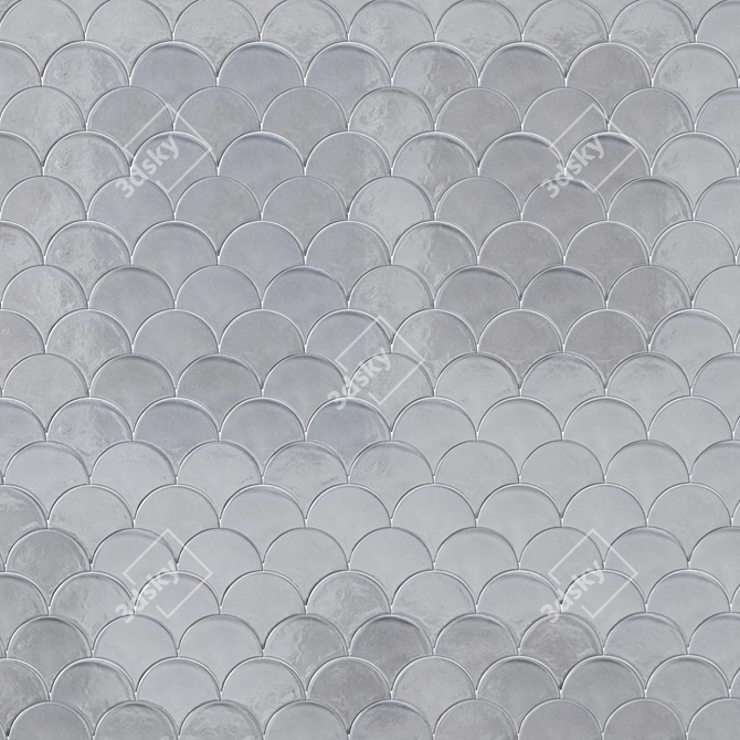 Oatmeal Gloss Fan Mosaic Tile 3D model image 2