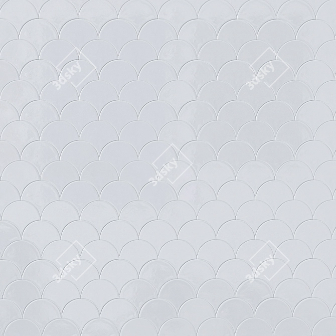 Oatmeal Gloss Fan Mosaic Tile 3D model image 4