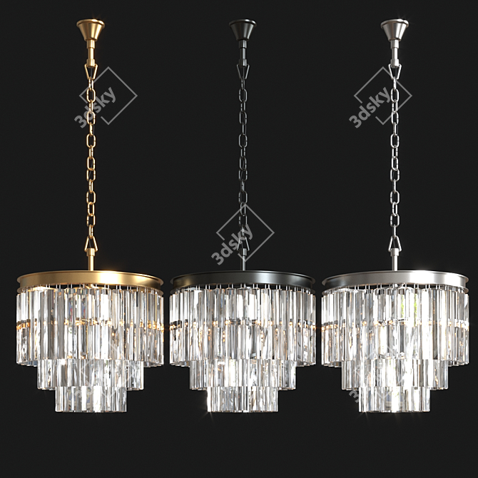 Vintage Odeon Round Chandelier 3D model image 2