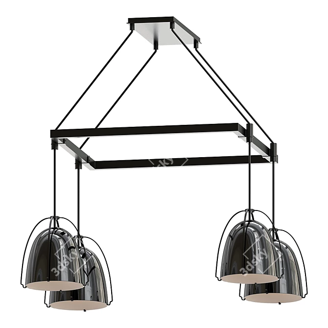 Elegant 4-Light Black Chandelier 3D model image 1