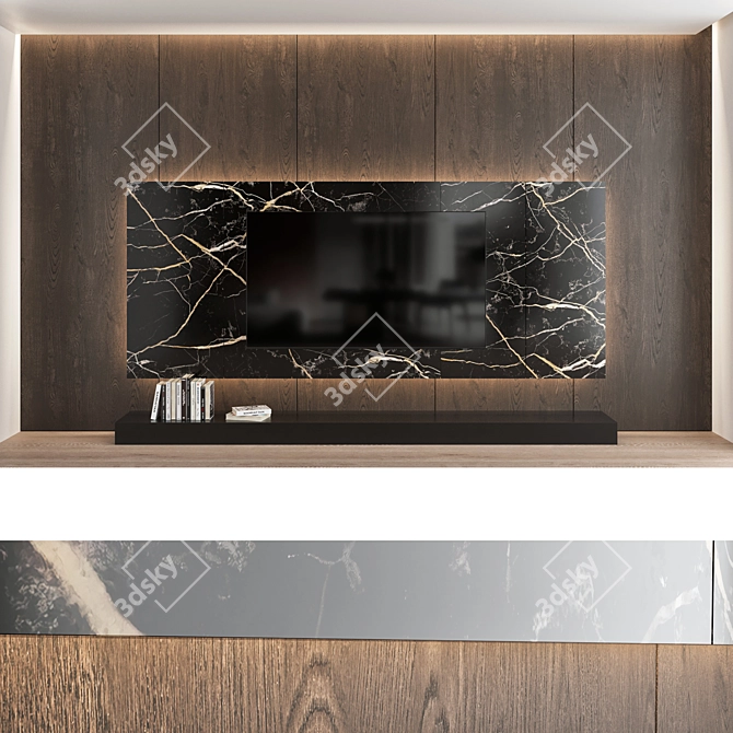 Title: Luxury TV Wall Set 3D model image 4