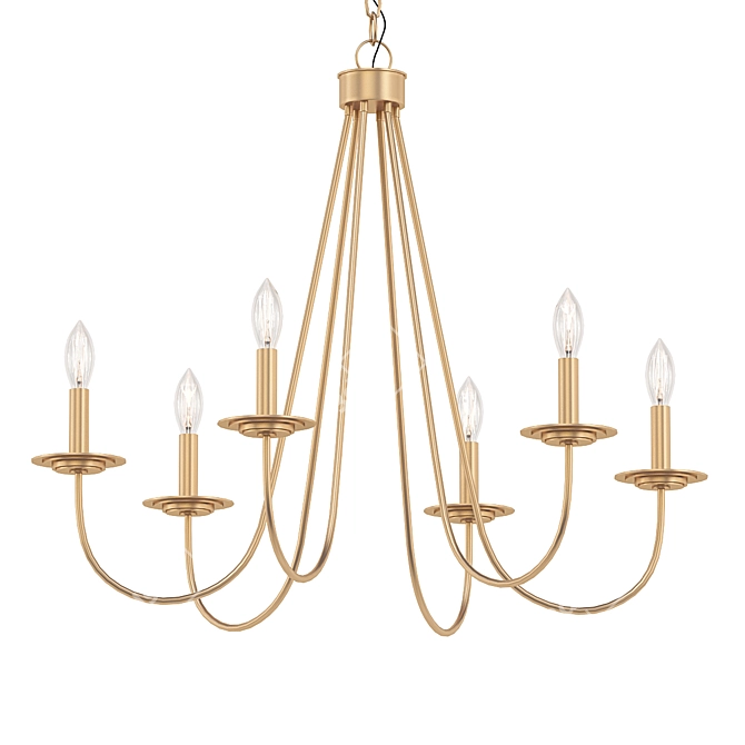 Durril 28" Gold Iron Chandelier 3D model image 1