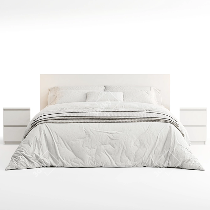 Sleek and Stylish IKEA Malm Bed 3D model image 3