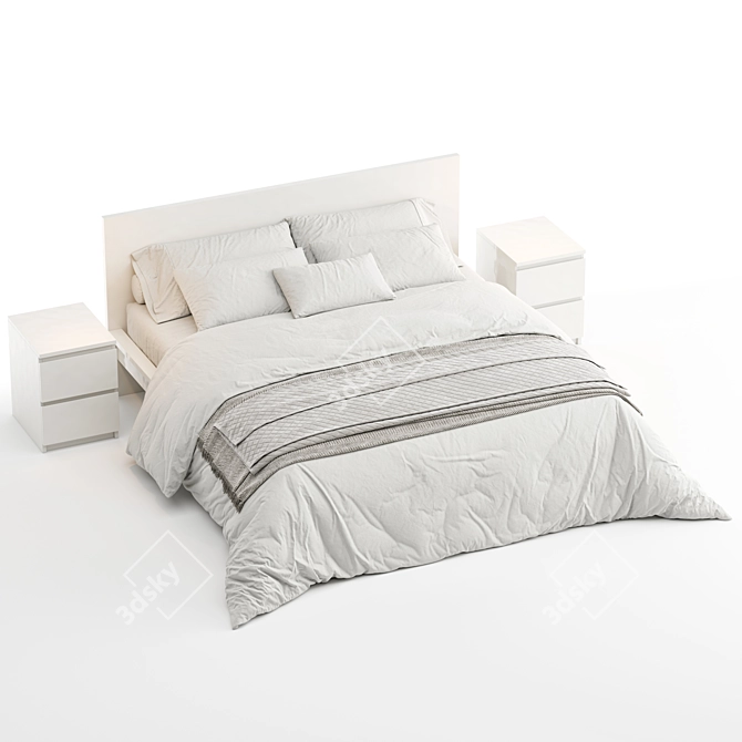 Sleek and Stylish IKEA Malm Bed 3D model image 4