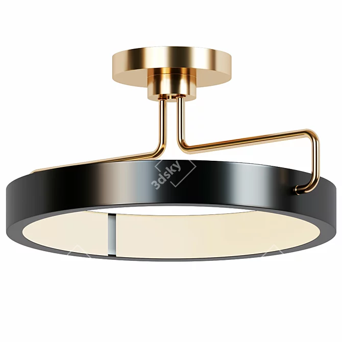 Elegant Black Brass LED Pendant 3D model image 1
