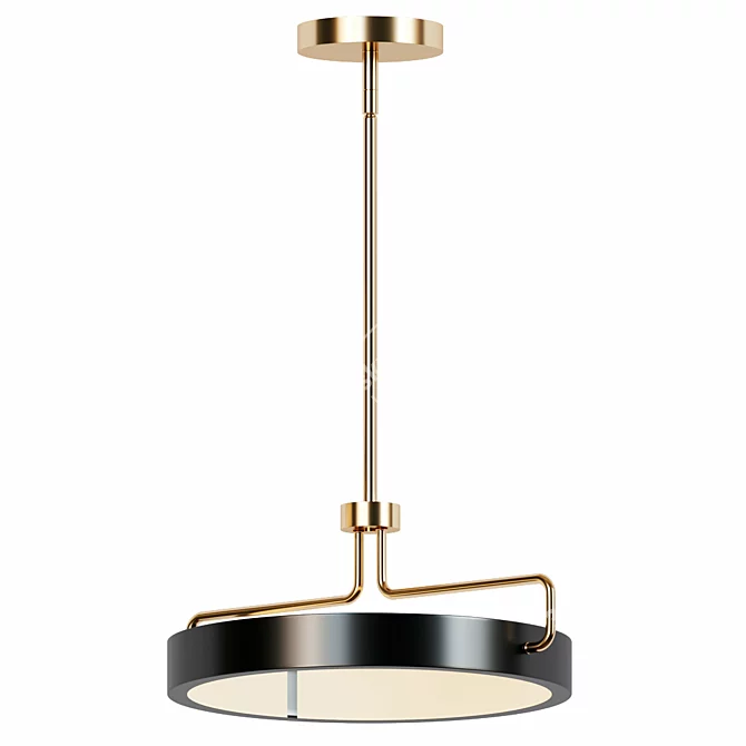 Elegant Black Brass LED Pendant 3D model image 2