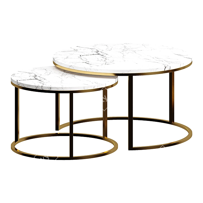 Nordic Luxe Coffee Table Set 3D model image 1