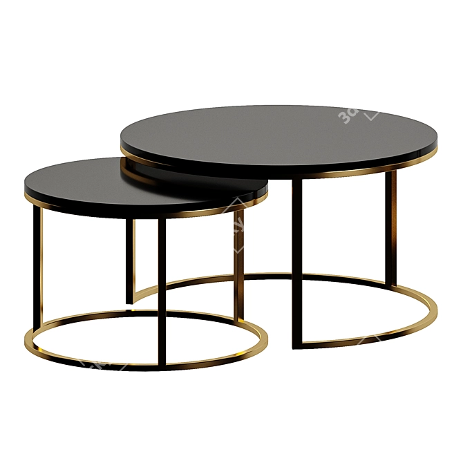 Nordic Luxe Coffee Table Set 3D model image 2