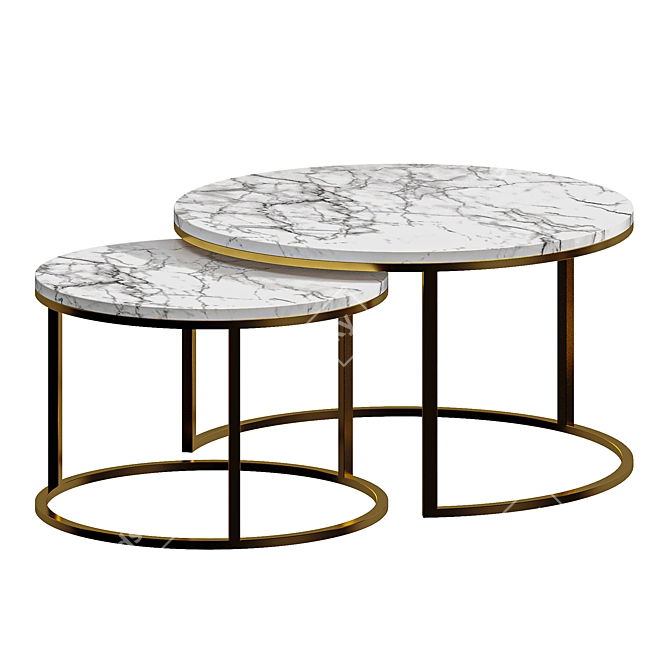 Nordic Luxe Coffee Table Set 3D model image 4