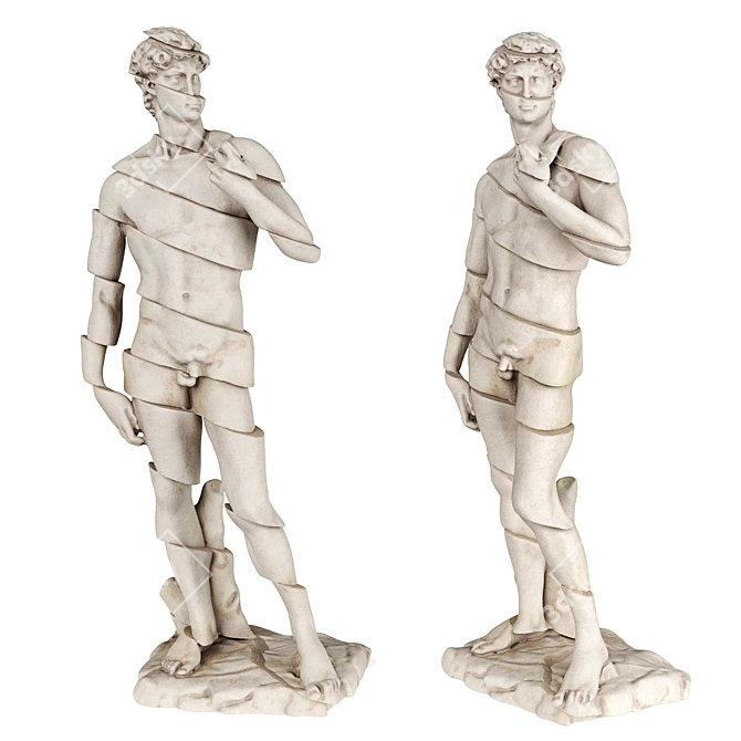 Michelangelo's David: Striking Striped Sculpture 3D model image 1