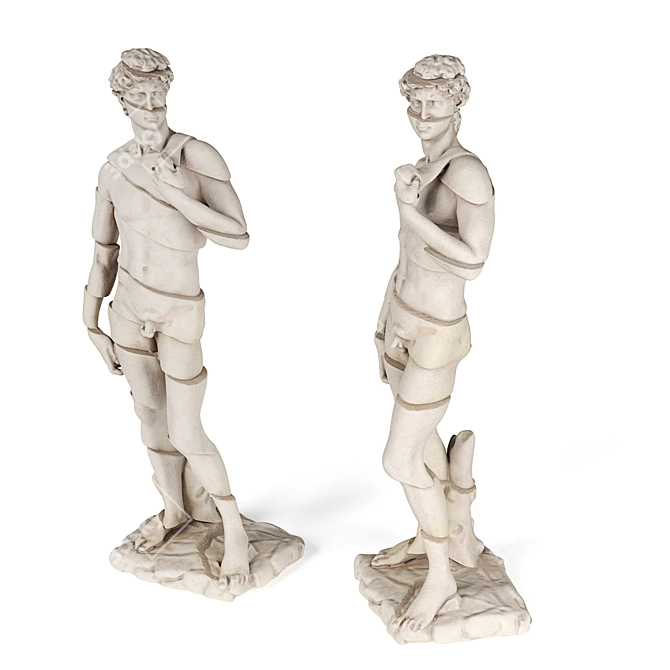 Michelangelo's David: Striking Striped Sculpture 3D model image 4