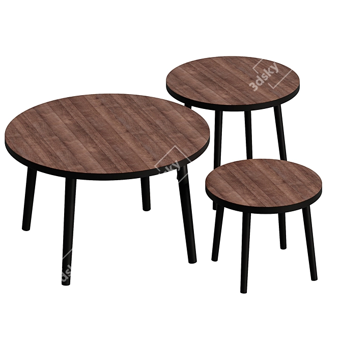 Konnor Modern 3 Piece Coffee Table 3D model image 1