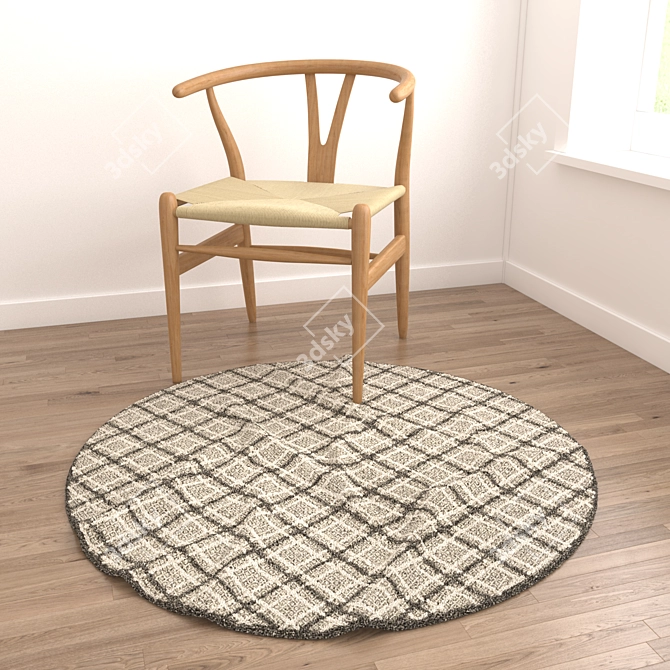 Round Rugs Set: Versatile Textured Designs 3D model image 2