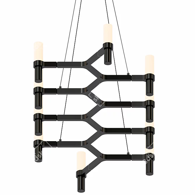 Crown Plana Linea Gold Chandelier 3D model image 1