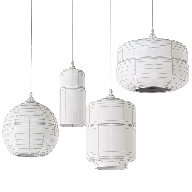 Industrial Glass Pendant Light 3D model image 2