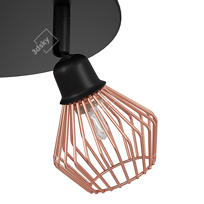 Volga 3-Light Copper Ceiling Lamp 3D model image 5