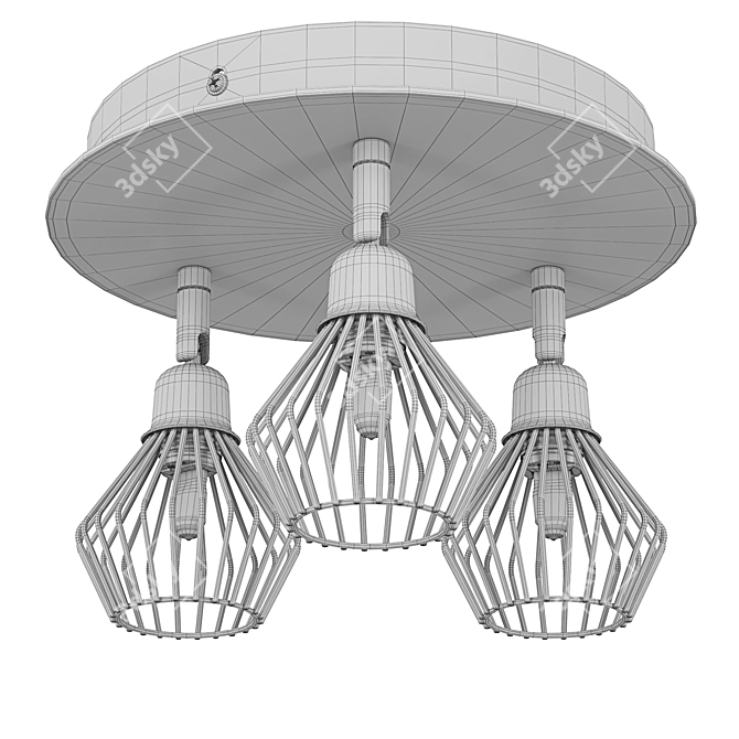 Volga 3-Light Copper Ceiling Lamp 3D model image 6