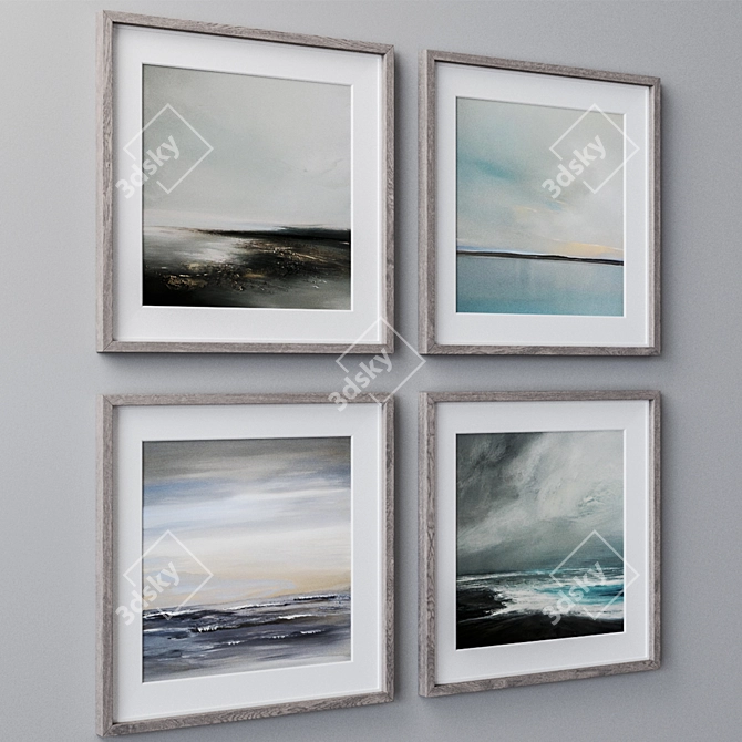 Elegant Set of Wall Paintings 3D model image 2