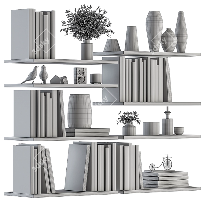 Stylish Shelf Decor Set 3D model image 6