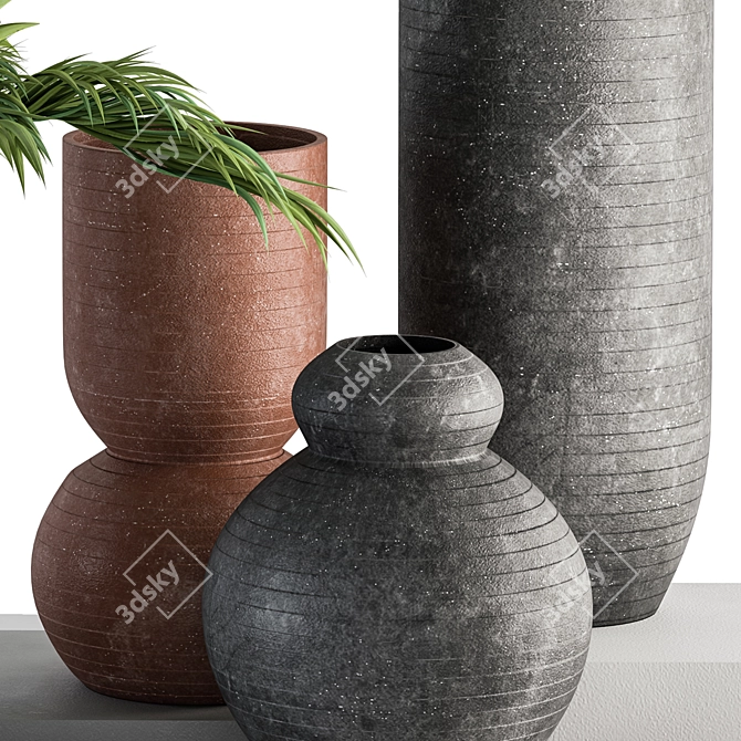 Elegant Vase & Plant Duo 3D model image 3