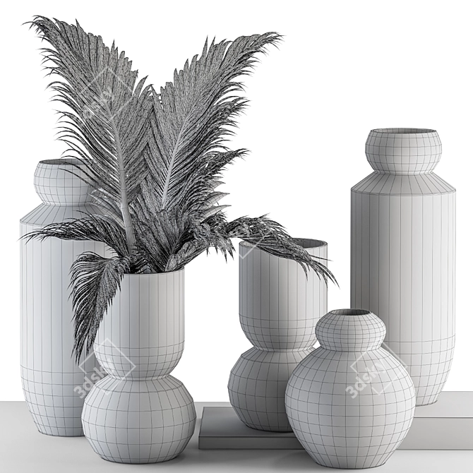 Elegant Vase & Plant Duo 3D model image 4