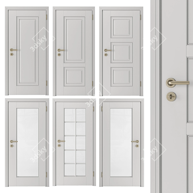 Elegant White and Gold Door 3D model image 1