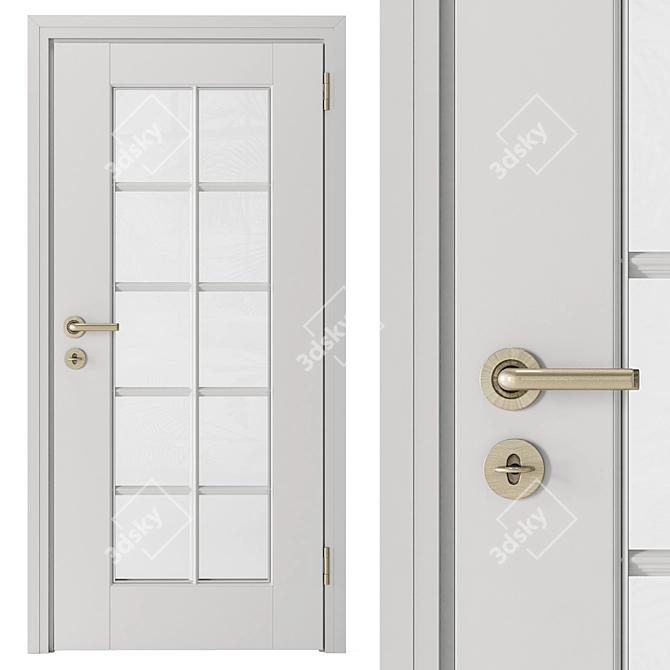 Elegant White and Gold Door 3D model image 2