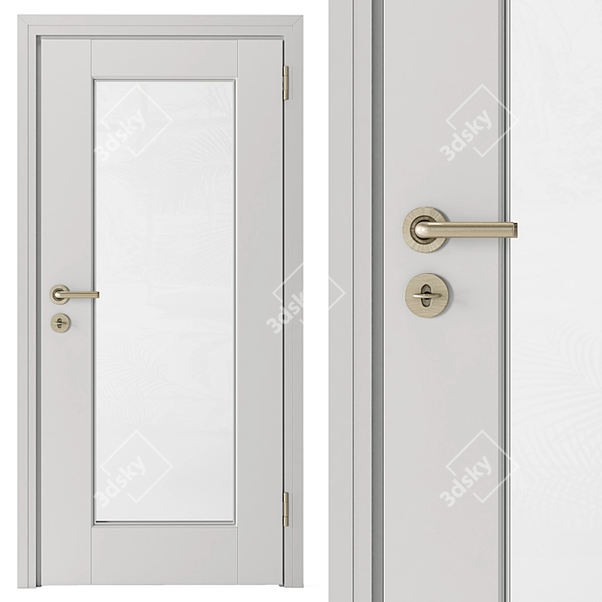 Elegant White and Gold Door 3D model image 3