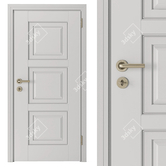 Elegant White and Gold Door 3D model image 4