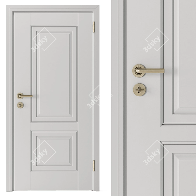 Elegant White and Gold Door 3D model image 5