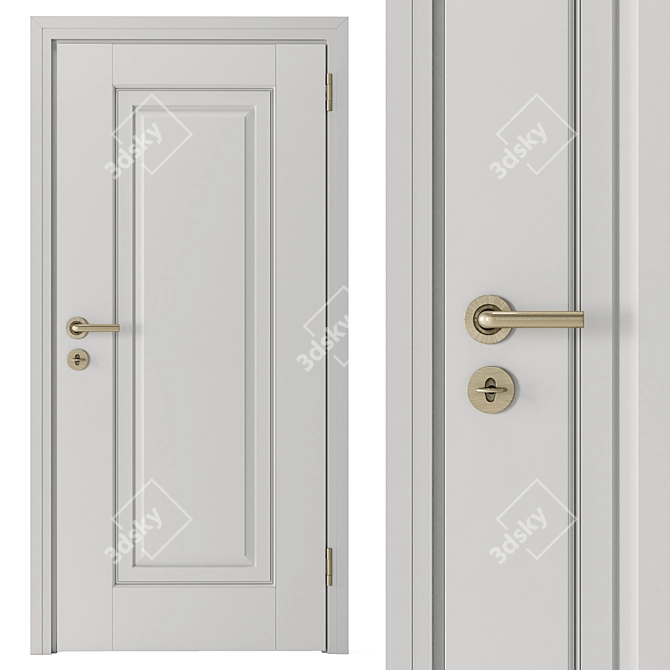 Elegant White and Gold Door 3D model image 6