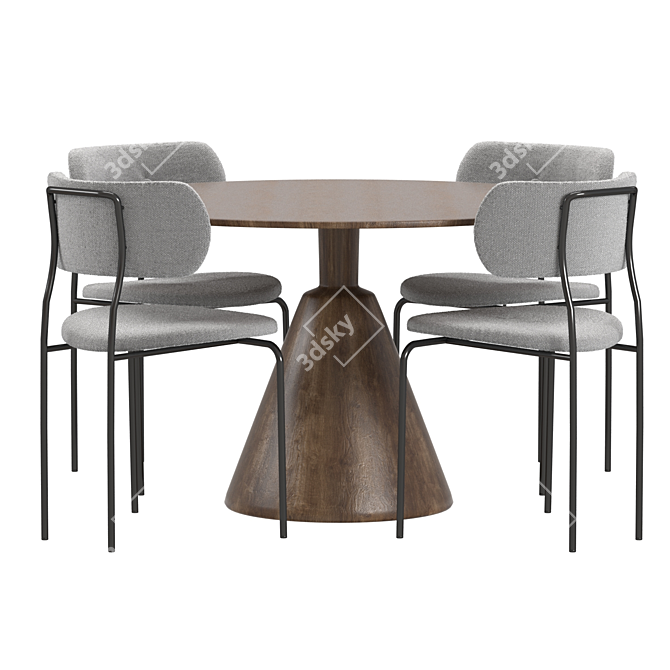 Rustic Reclaimed Wood Dining Set 3D model image 3