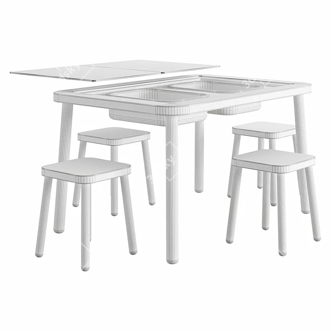 FLISAT Kids Table & Stool Set 3D model image 3