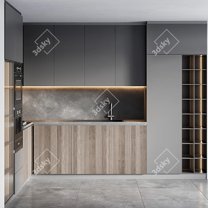 Modern Kitchen 014: High-Quality, V-Ray & Corona Compatible 3D model image 2