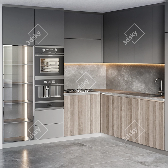 Modern Kitchen 014: High-Quality, V-Ray & Corona Compatible 3D model image 3