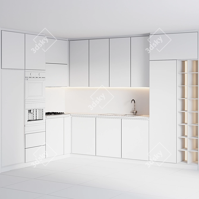 Modern Kitchen 014: High-Quality, V-Ray & Corona Compatible 3D model image 6